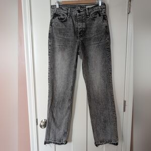 rag & bone Women's Alex High Rise Straight Jeans Grey Acid Wash